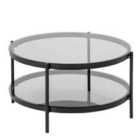 Furniture To Go Bayonne Round Coffee Table In Black With Smoked Glass Top