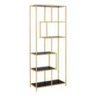 Furniture To Go Seaford Tall Gold Metal Bookcase With 5 Black Shelves