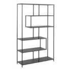 Furniture To Go Seaford Black Metal Large Asymmetrical Bookcase With 5 Black Shelves