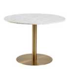 Furniture To Go Corby Round Dining Table With White Marble Effect Top & Gold Base