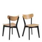 Furniture To Go Roxby Dining Chairs In Black And Oak Set Of 2