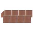 vidaXL WPC Fence Set 8 Square + 1 Slanted 1484x186 cm Brown