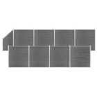 vidaXL WPC Fence Set 8 Square + 1 Slanted 1484x186 cm Grey