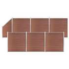 vidaXL WPC Fence Set 6 Square + 1 Slanted 1138x186 cm Brown