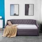 Kosy Koala Daybed with Trundle Grey 3ft with 2 Mattresses Twin Velvet Tufted Wooden with 2 Mattresses Bedroom Living Room