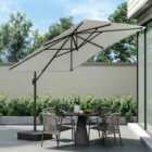 Garden Sanctuary Large 3M Cantilever Parasol with Plastic Square Base - Light Grey