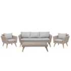 Beliani Garden Lounge Set With Table 5 Seater Vittoria Pe Rattan Grey