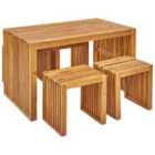 Beliani Garden Dining Set With Stools 4 Seater Bellano Acacia Wood Brown