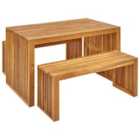 Beliani Garden Dining Set With Benches 4 Seater Bellano Acacia Wood Brown