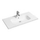 Limoge® 5414 Ceramic 81Cm Mid-edge Inset Basin With Oval Bowl