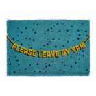 Premier Housewares Blue Coir Doormat - Please Leave By 9pm