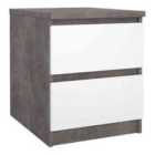 Furniture To Go Naia Bedside 2 Drawers In Concrete/White High Gloss
