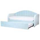 Beliani Trundle Bed Velvet Eyburie 90 X 200 Cm Eu Single Light Blue