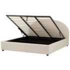 Beliani Ottoman Bed Fabric Vaucluse 180 X 200 Cm Eu Super King Sand Beige