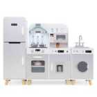 Costway Kids Kitchen Playset with Refrigerator and Washing Machine-Grey