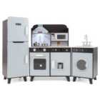 Costway Kids Kitchen Playset with Refrigerator and Washing Machine-Black