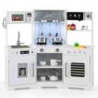 Costway Wooden Pretend Play Kitchen with Real Sounds and Lights-White