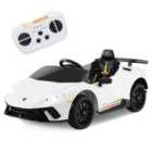 Costway 12V Kids Ride on Car Lamborghini with Remote Control and LED Lights-White