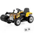 Costway 12V Battery Powered Kids Ride on Road Roller with 2.4G Remote Control-Yellow
