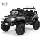 Costway 12V Kids Ride on Truck Car with Remote Control and LED Lights-Black
