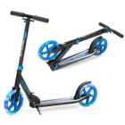 Costway Foldable and Adjustable Kick Scooter with 2 Big Wheels and LED Lights-Blue