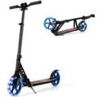Costway Folding Kick Scooter with Large Wheels for Age 8+ Kids Teens Adults-Black