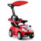 Costway 3-in-1 Push Car for Toddler Sliding Car with Seat Belt and Canopy-Red
