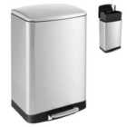 Costway 50L Stainless Steel Pedal Trash Can with Lock Device-Silver