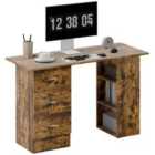 HOMCOM 120cm Computer Desk, Study Table with 3 Shelf & Drawers, Rustic Brown