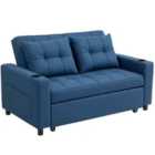 HOMCOM 2 Seater Pull Out Sofa Bed with Pockets for Living Room Dark Blue