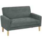 HOMCOM 2 Seater Sofa, Velvet-Feel Upholstered Loveseat for Small Space, Grey