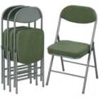 HOMCOM Folding Chairs Set of 4 with Cushioned Seat, Steel Frame, Green
