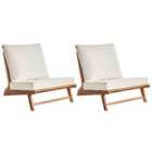 Beliani Set of 2 Garden Chairs with Cushions MICCIANO Acacia Wood Off-White