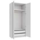 Wickes Claydon White Slab Double Wardrobe with Drawers, Rail, Plinth & Panels - 2333 x 1036mm