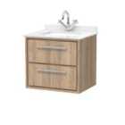 Hudson Reed Lille 600Mm Wall Hung 2-drawer Vanity With Marble Worktop Basin - Bleached Oak
