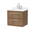Hudson Reed Lille 600Mm Wall Hung 2-drawer Vanity With Marble Worktop Basin - Antique Oak