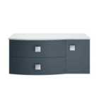 Hudson Reed Sarenna Wall Hung Left Hand 2 Drawer 1 Door Vanity Unit With White Marble Top 1000Mm - Mineral Blue