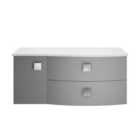 Hudson Reed Sarenna Wall Hung Right Hand 2 Drawer 1 Door Vanity Unit With White Marble Top 1000Mm - Dove Grey