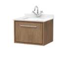 Hudson Reed Lille 600Mm Wall Hung Single Drawer Vanity With Marble Worktop Basin - Antique Oak