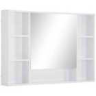 kleankin Bathroom Cabinet Wall Mount Storage organiser Mirror Shelves White