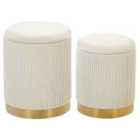 Beliani Set Of 2 Velvet Storage Pouffes White Miramar