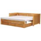Beliani Bed With Storage Drawers Wood Cahors 90 X 200 Cm Eu Single Brown