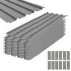 Outsunny Pack of 12 Metal Roofing Sheets for Greenhouse, Light Grey