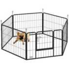 PawHut Dog Playpen, 6 Panels Puppy Pen Dog Playpen, 60cm High, Black