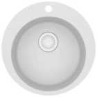vidaXL Granite Kitchen Sink Single Basin Round White