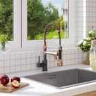 Garden Sanctuary High Arc Spring Swivel Pulldown Kitchen Faucet - Black Rose Gold