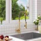 Garden Sanctuary Stainless Steel Swivel Pulldown Kitchen Faucet - Gold