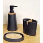 Sonata Black & Bamboo 3 Piece Bathroom Accessory Set