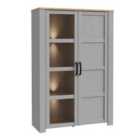 Furniture To Go Bohol Display Cabinet Inc. 2x LED Lights In Riviera Oak/Grey Oak