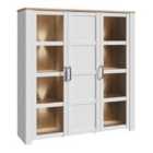 Furniture To Go Bohol Large Display Cabinet Inc. 4x LED Lights In Riviera Oak/White